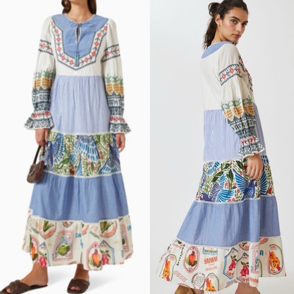FARM Rio Dresses & Skirts - 🌴 FARM Rio x Anthropologie Pineapple Beach Embroidered Maxi Dress 🍍